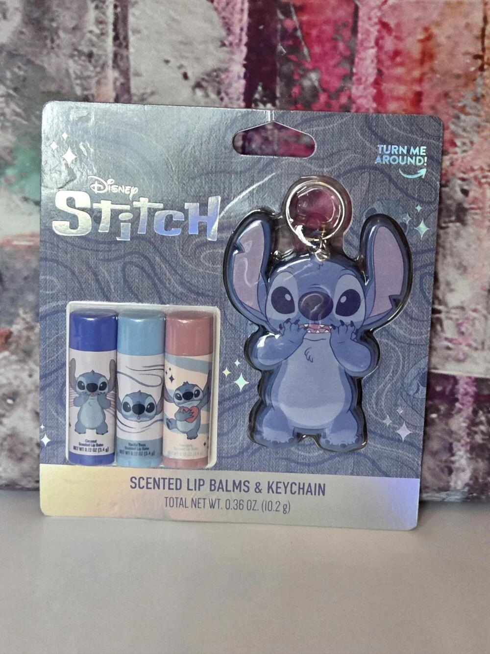 Disney Stitch Scented Lip Balm Trio & Keychain NIP